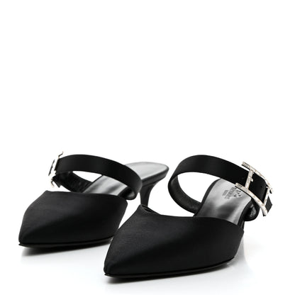 Hermes Satin Blink Mules 39 Black 3 of 9