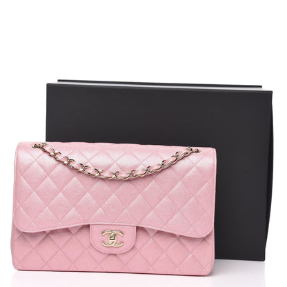 Chanel Iridescent Caviar Quilted Jumbo Double Flap Rose Pink 11 of 11