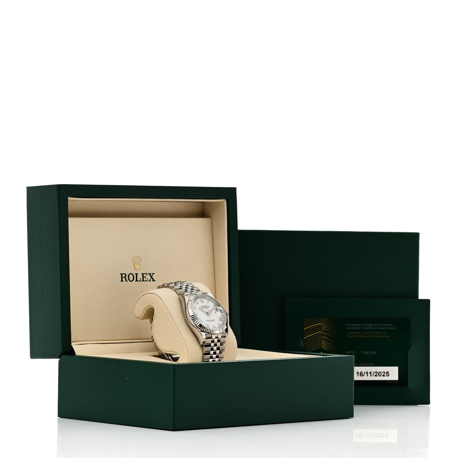 Rolex Stainless Steel 18K White Gold 36mm Oyster Perpetual Datejust Watch White Roman 126234 5 of 5