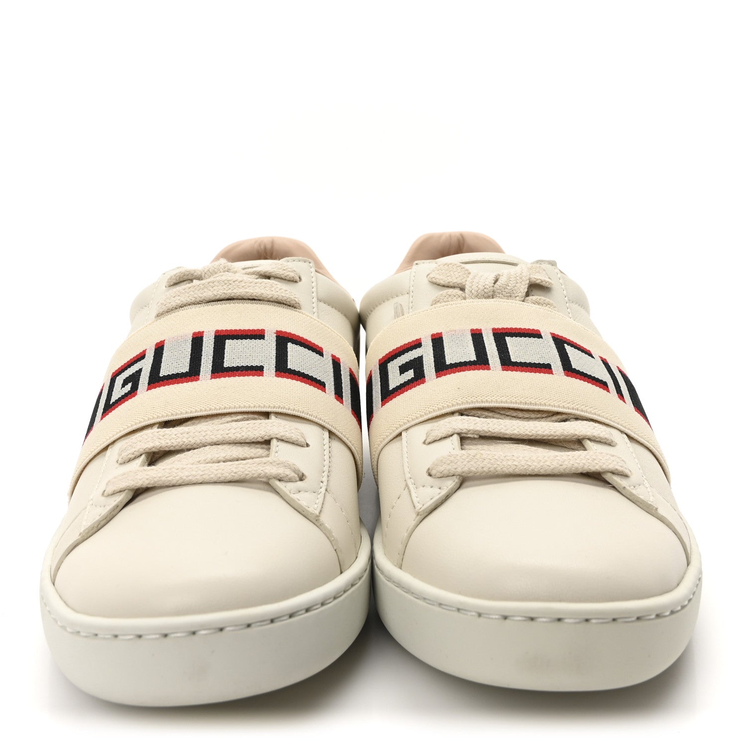 Gucci Calfskin Stripe Womens New Ace Sneakers 35 New Mystic White Ecru Red Flame 3 of 9