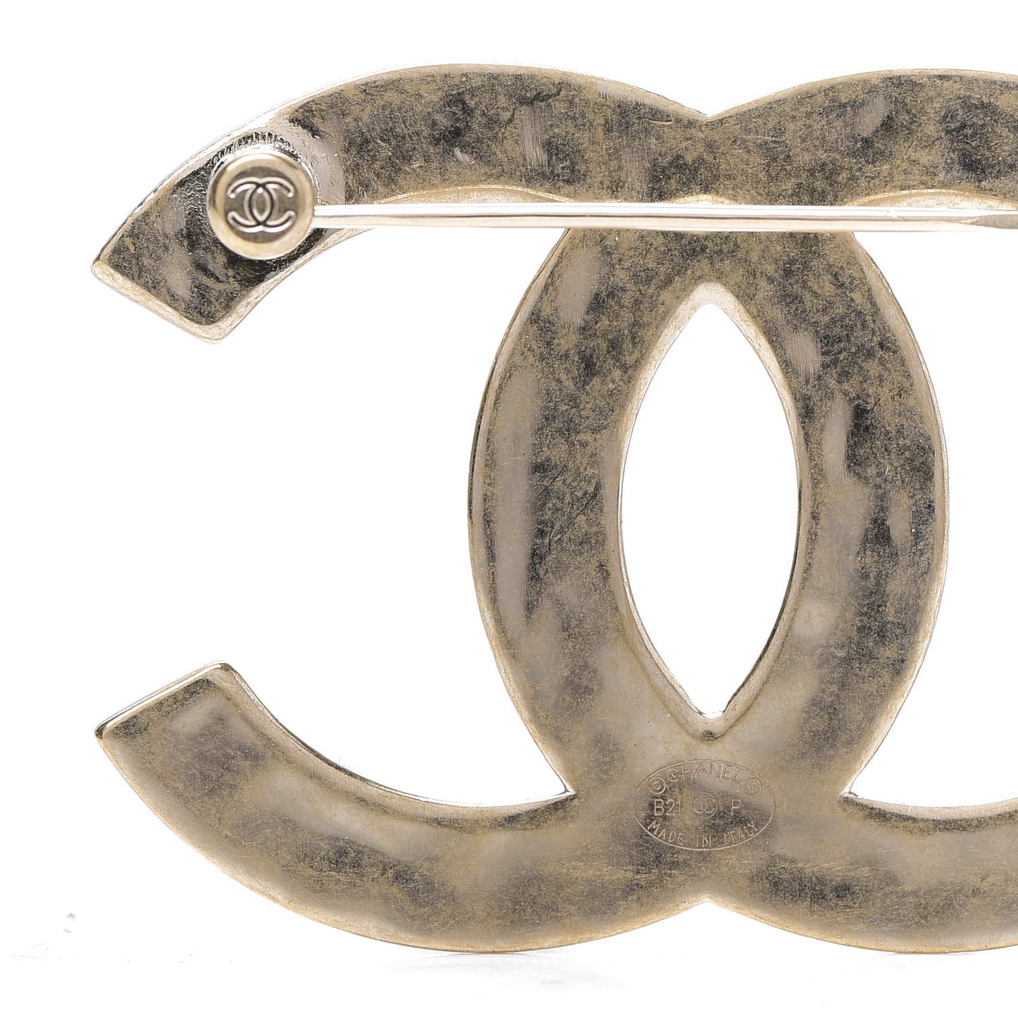 Metal CC Diamond Quilted Brooch Light Gold