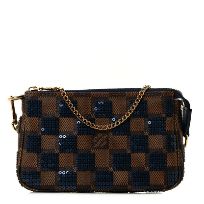 Louis Vuitton Damier Paillettes Mini Pochette Accessories Blue 1 of 9