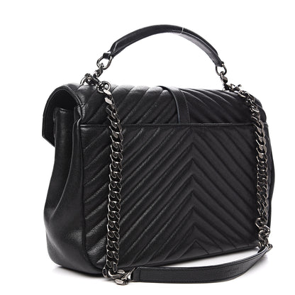 Saint Laurent Sheepskin Matelasse Chevron Monogram Large College Satchel Black 2 of 14