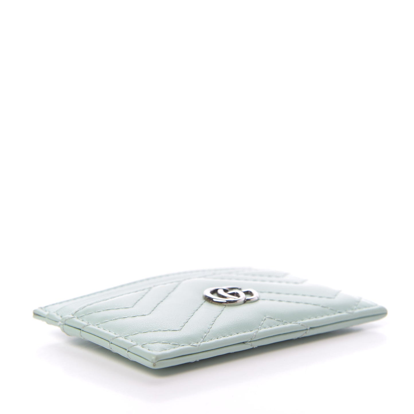 Calfskin Matelasse GG Marmont Card Holder Water Green