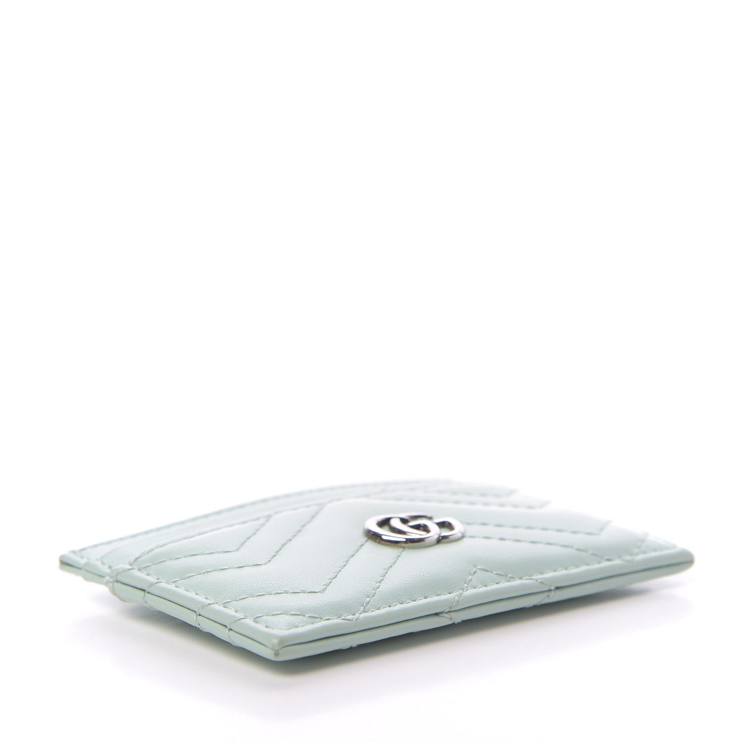 Gucci Calfskin Matelasse GG Marmont Card Holder Water Green 4 of 7