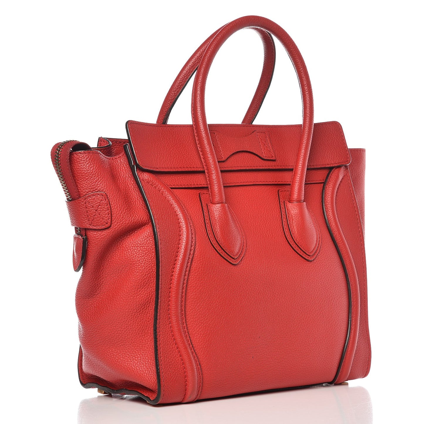 Drummed Calfskin Micro Luggage Coquelicot