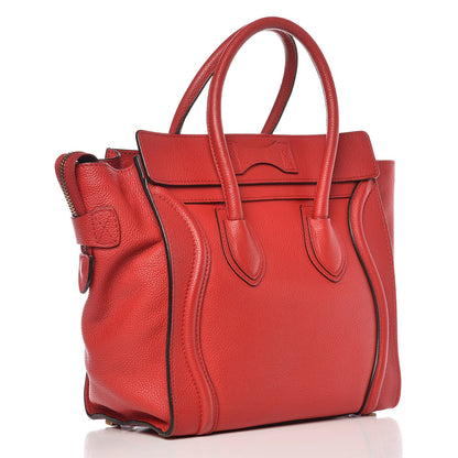 Celine Drummed Calfskin Micro Luggage Coquelicot 3 of 8