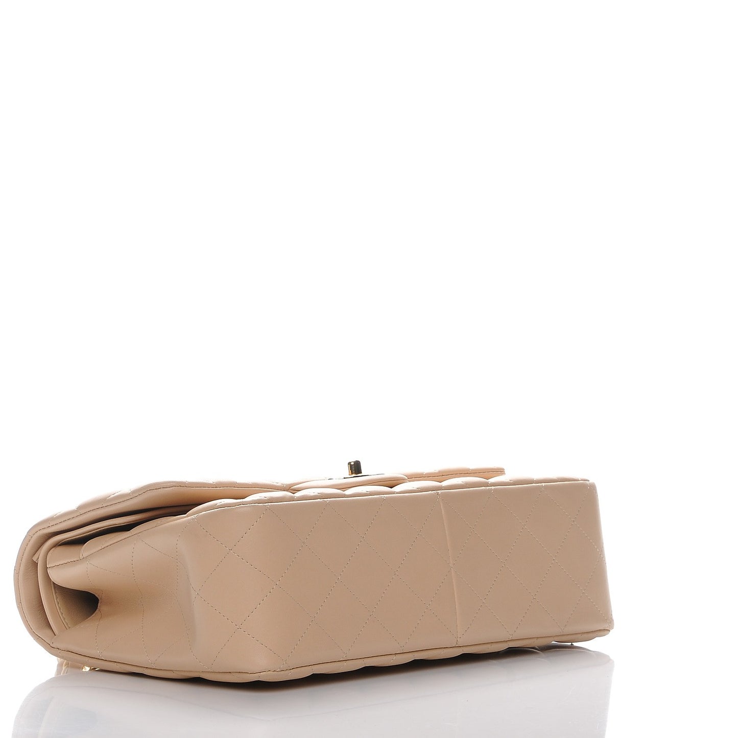 Lambskin Quilted Jumbo Double Flap Beige Clair