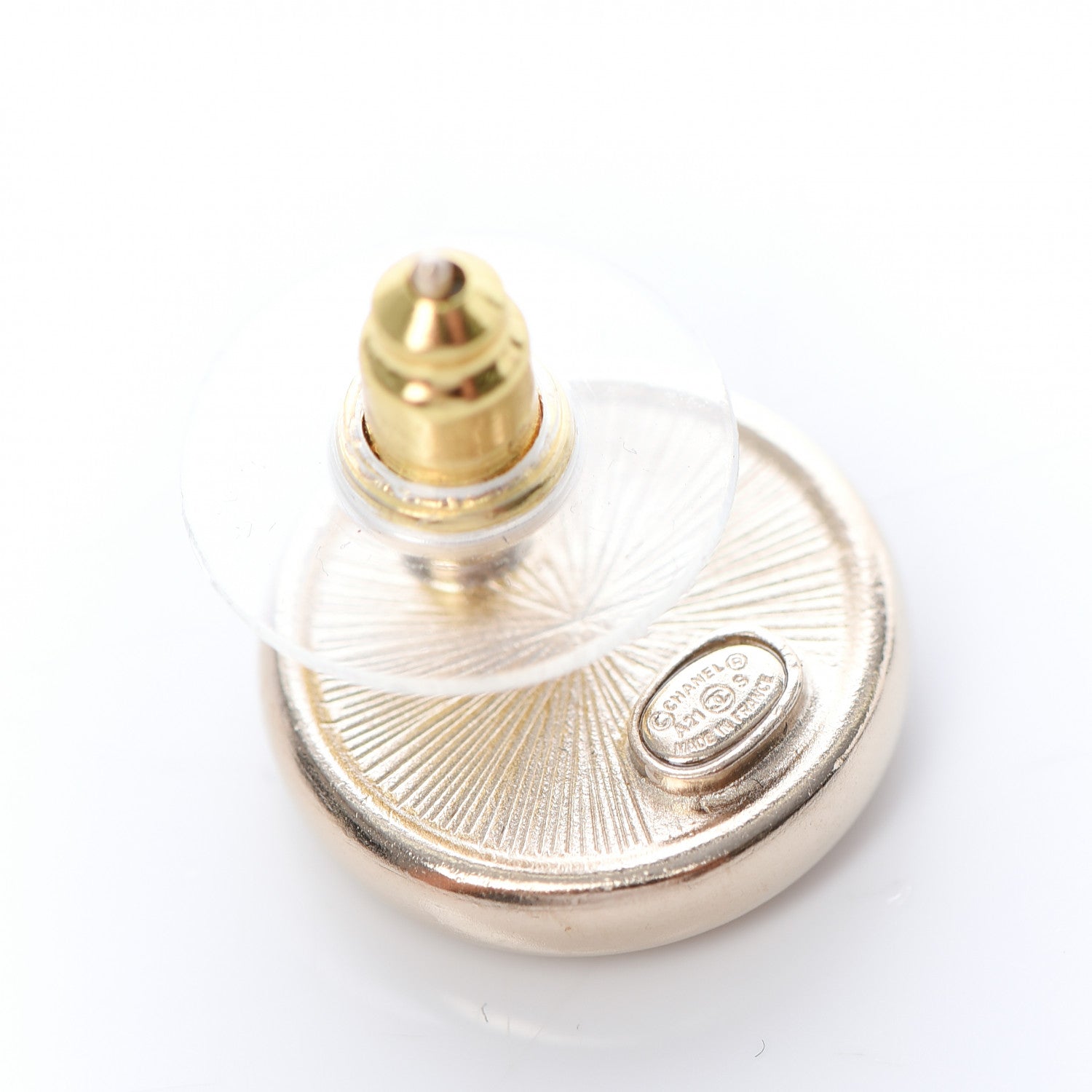Chanel Crystal CC Round Earrings Light Gold 4 of 5