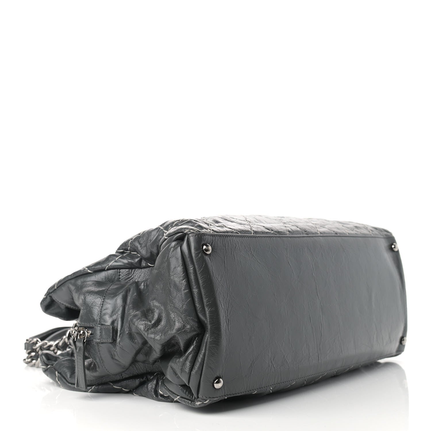 Chanel Glazed Goatskin Double Contrast Stitch Large Tote Grey 4 of 19