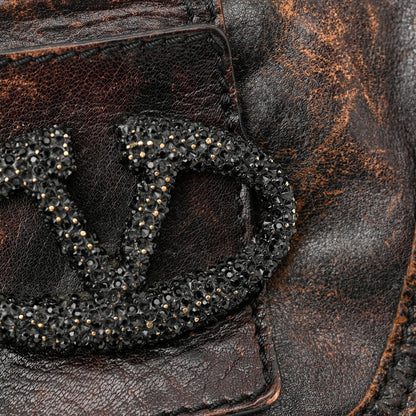 Valentino Garavani Distressed Calfskin VLogo Shoulder Bag Brown 14 of 25
