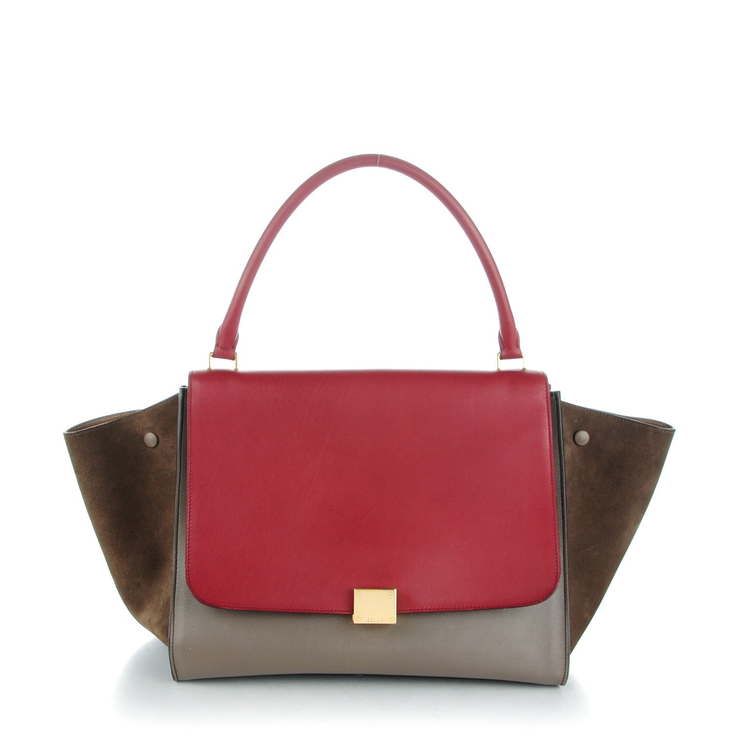 Celine Calfskin Suede Large Tri-Color Trapeze Granite 1 of 9