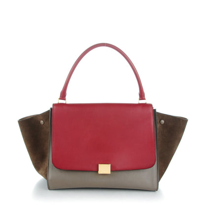 Celine Calfskin Suede Large Tri-Color Trapeze Granite 1 of 9