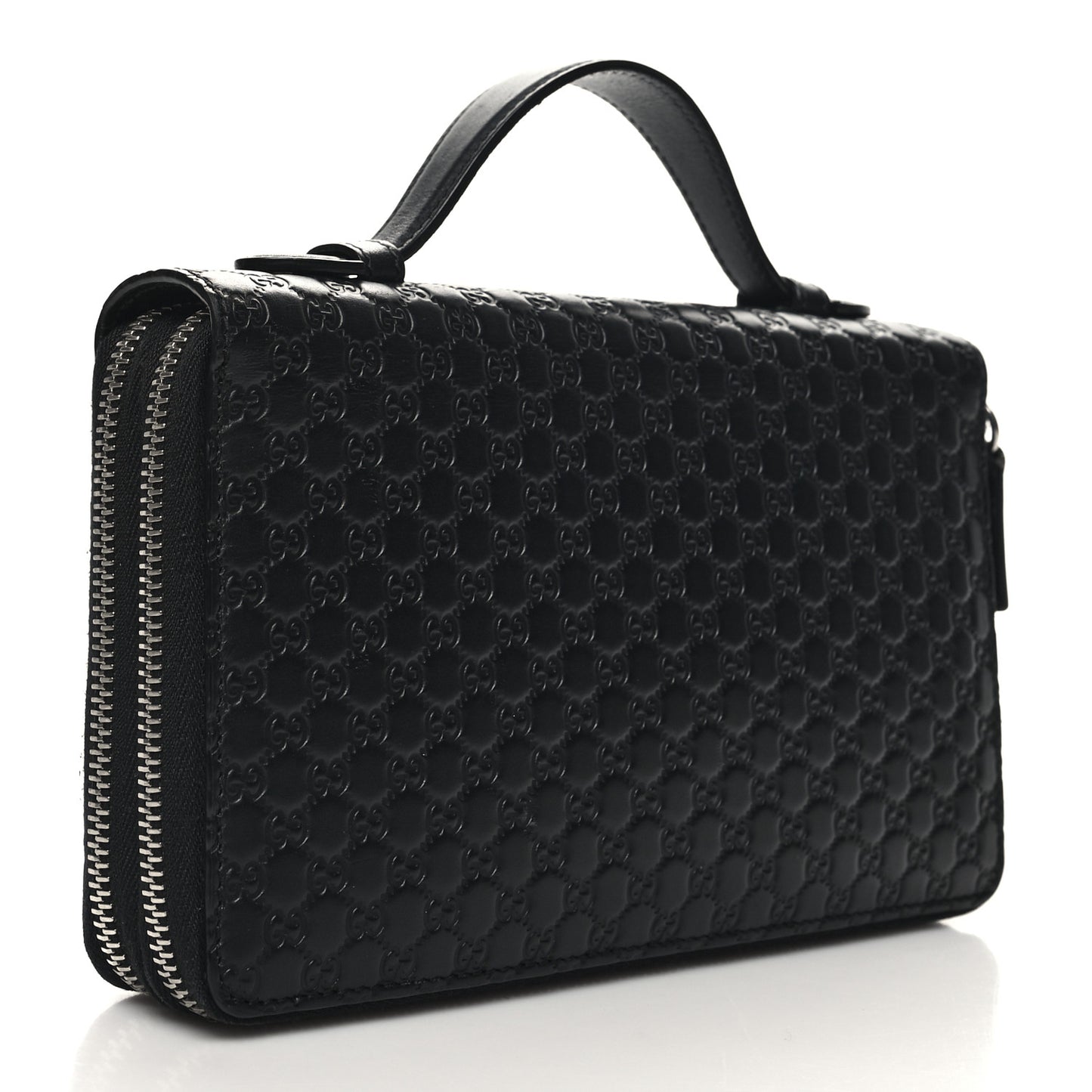 Microguccissima Zip Around Top Handle Travel Wallet Black