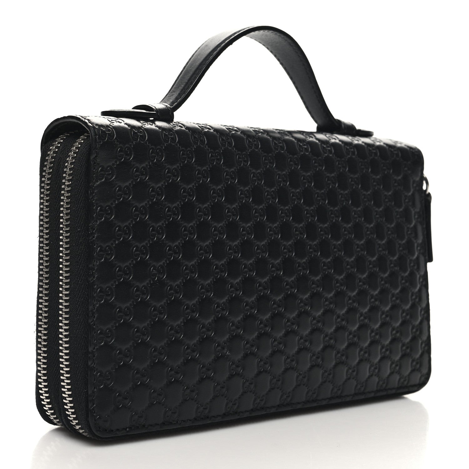 Gucci Microguccissima Zip Around Top Handle Travel Wallet Black 3 of 12