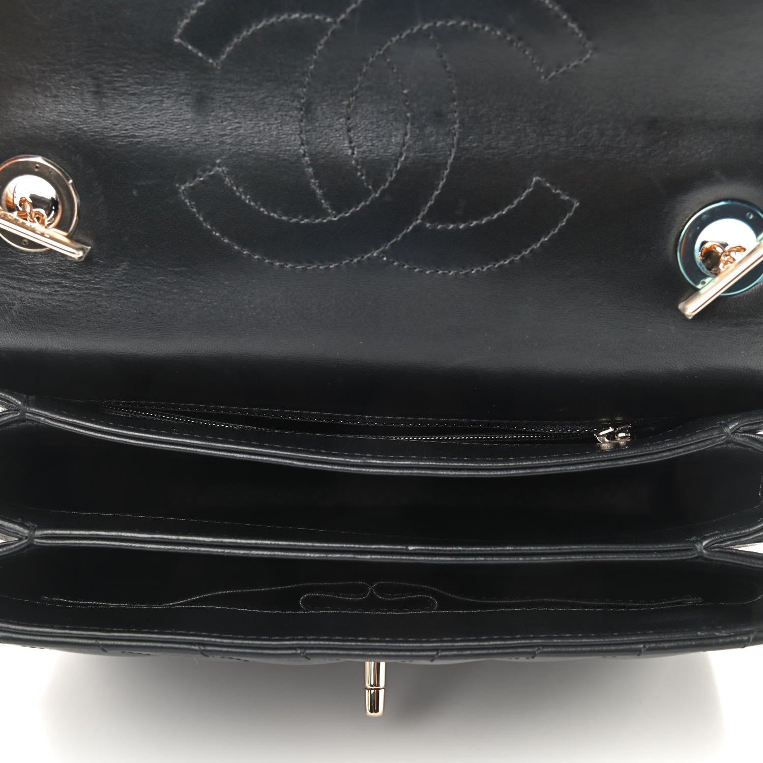 Chanel Lambskin Chevron Quilted Small Trendy CC Dual Handle Flap Bag Black 5 of 9