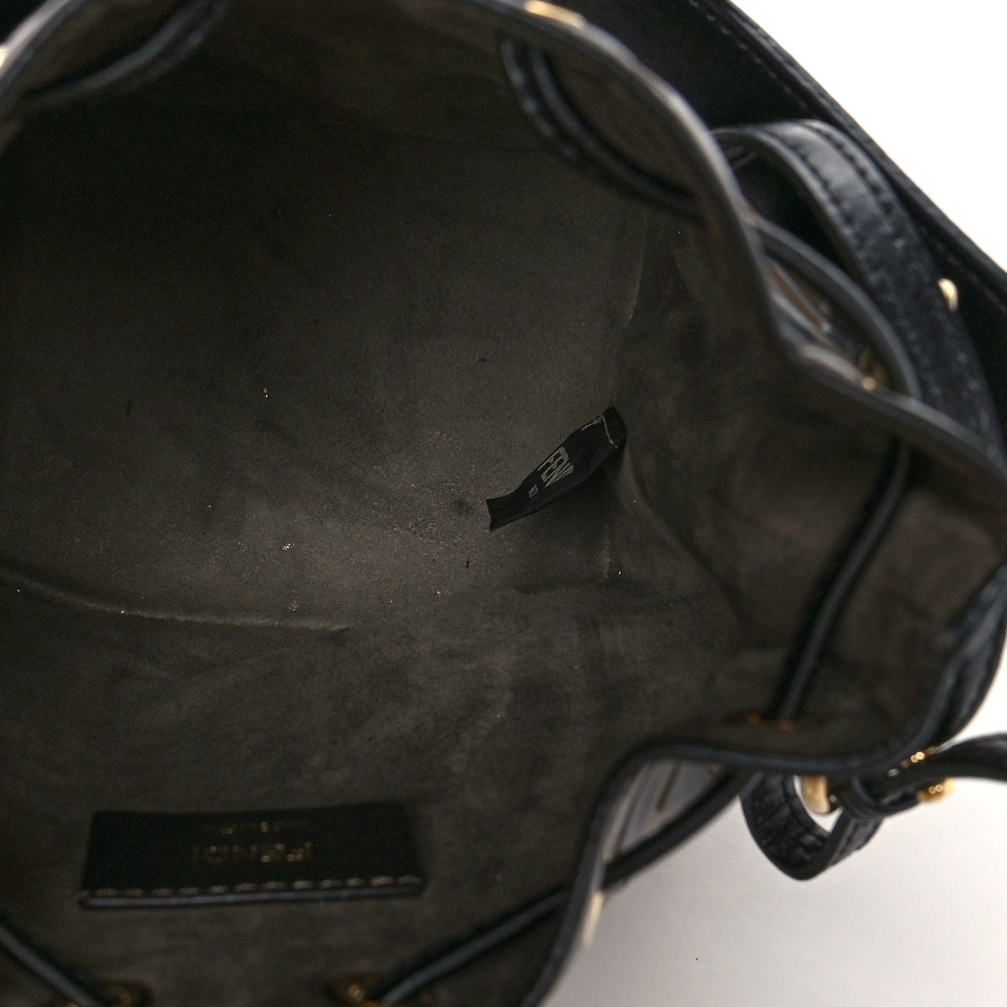 Vitello Liberty F is Fendi Bi-Color FF 1974 Embossed Mini Mon Tresor Bucket Bag Maya Black