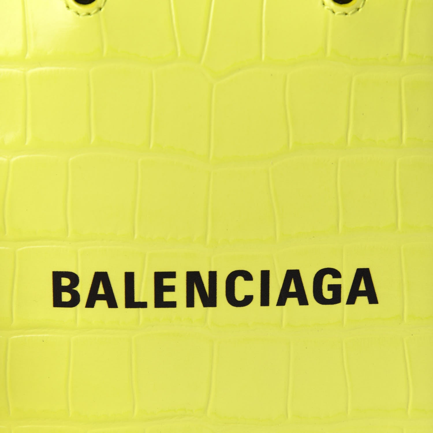 Balenciaga Calfskin Crocodile Embossed Logo Shopping Phone Holder Bag Lime 9 of 9