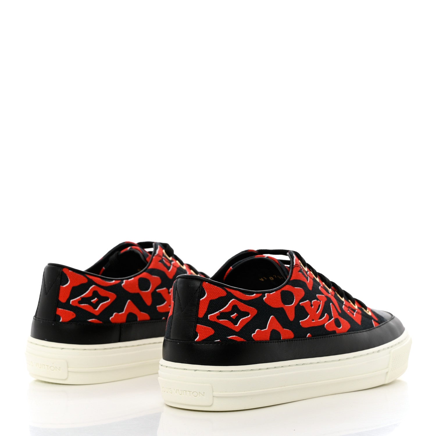 Louis Vuitton X UF Calfskin Tufted Monogram Stellar Sneakers 37.5 Black Red 4 of 11