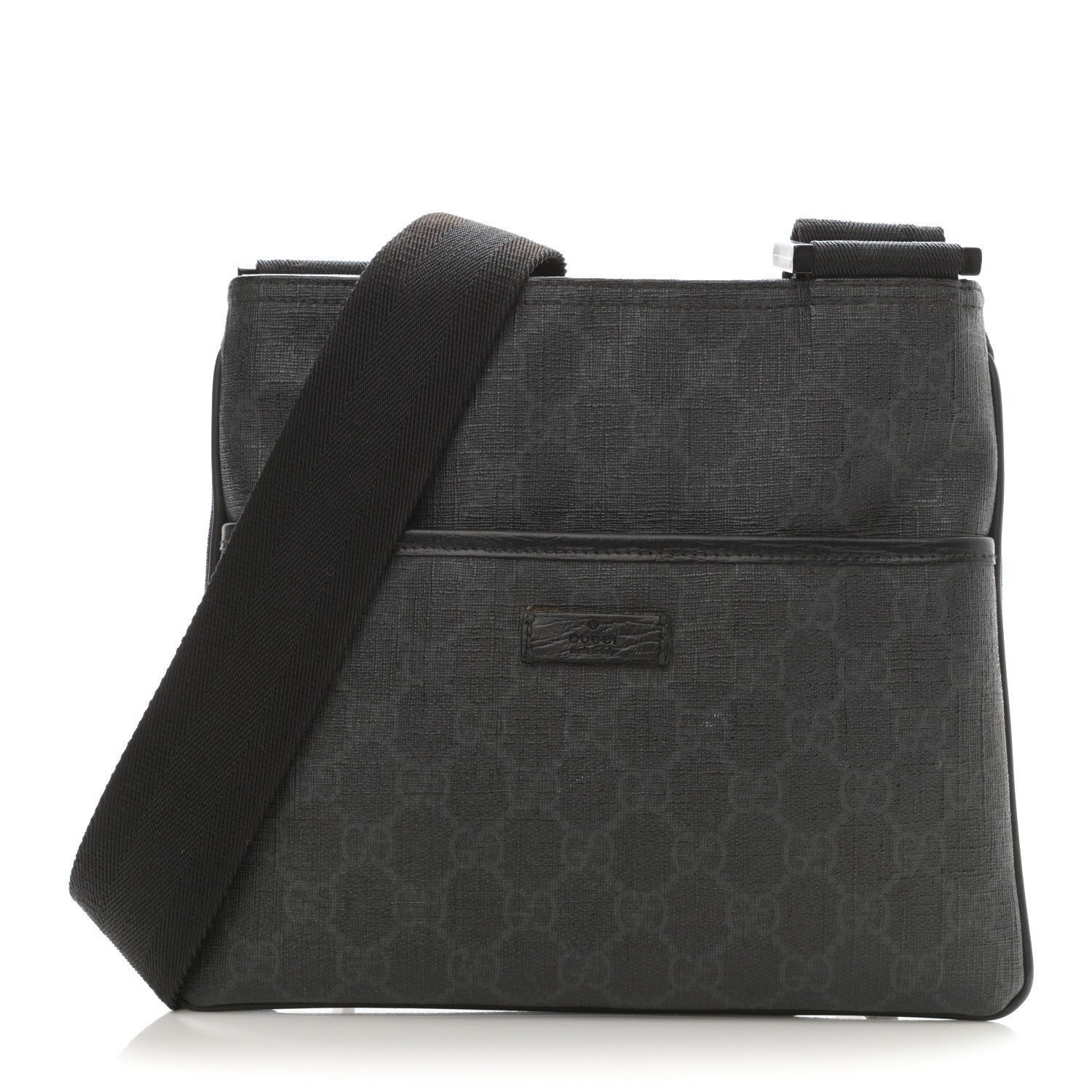 Gucci GG Plus Flat Messenger Bag Black Grey 1 of 10