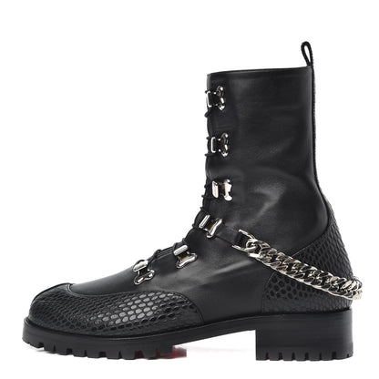 Christian Louboutin Calfskin Horse Guarda Flat Boots 38 Black Silver 1 of 8