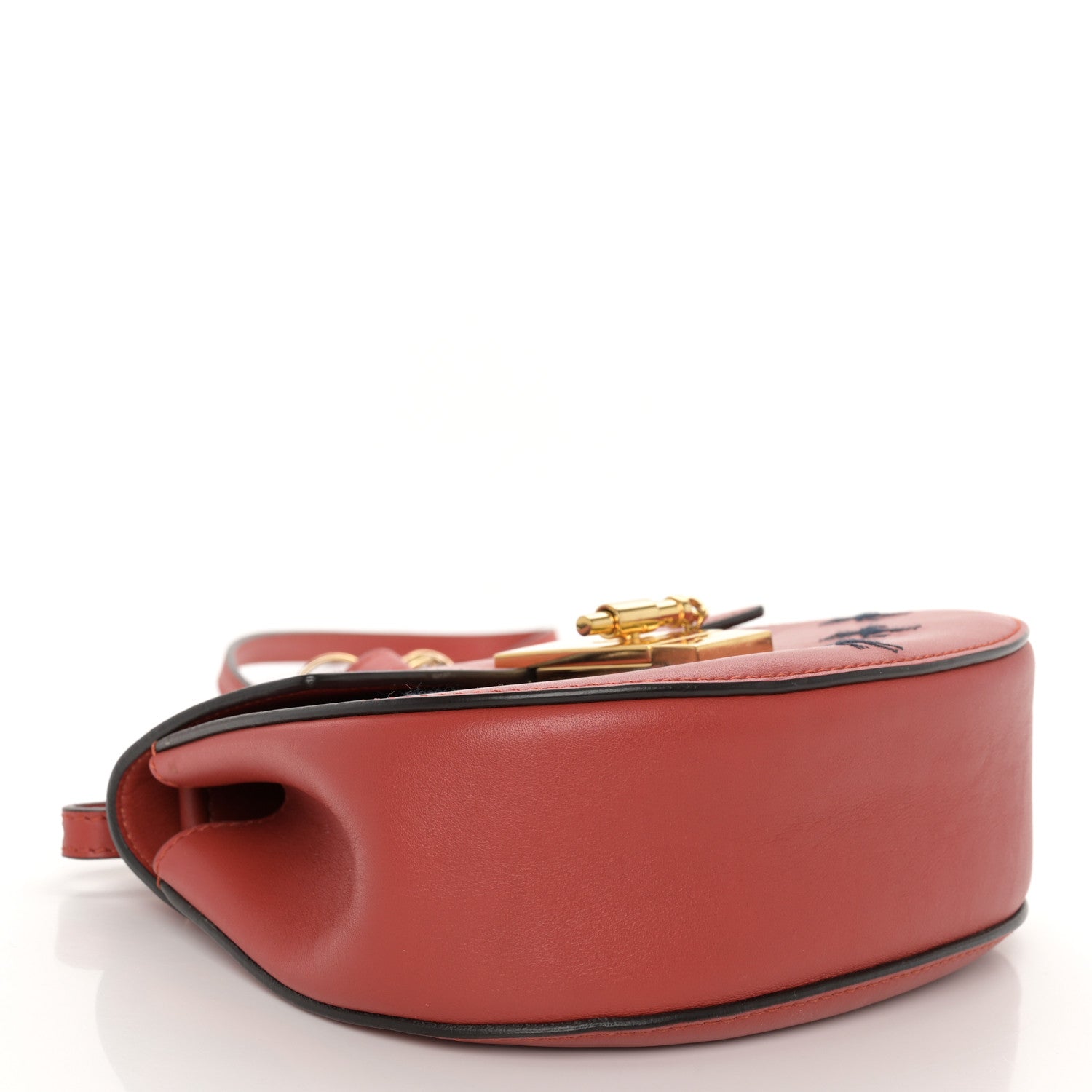 Chloe Calfskin Little Horses Embroidered Mini Drew Bijou Shoulder Bag Earthy Red 4 of 11