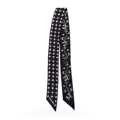 Chanel Silk CC Slim Bandeau Scarf Black White 4 of 4