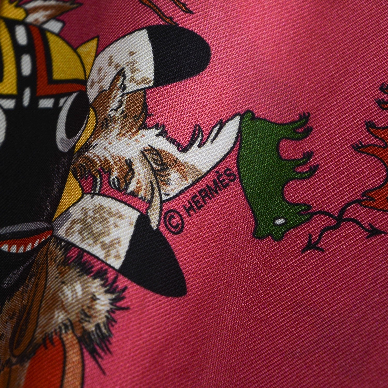 Hermes Silk Kachinas Maxi Twilly Rose Vert Bleu 6 of 6