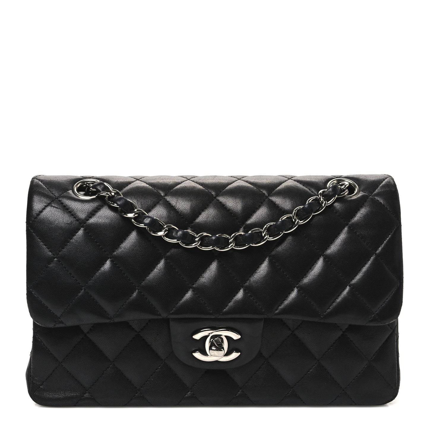 Lambskin Quilted Small Double Flap Black