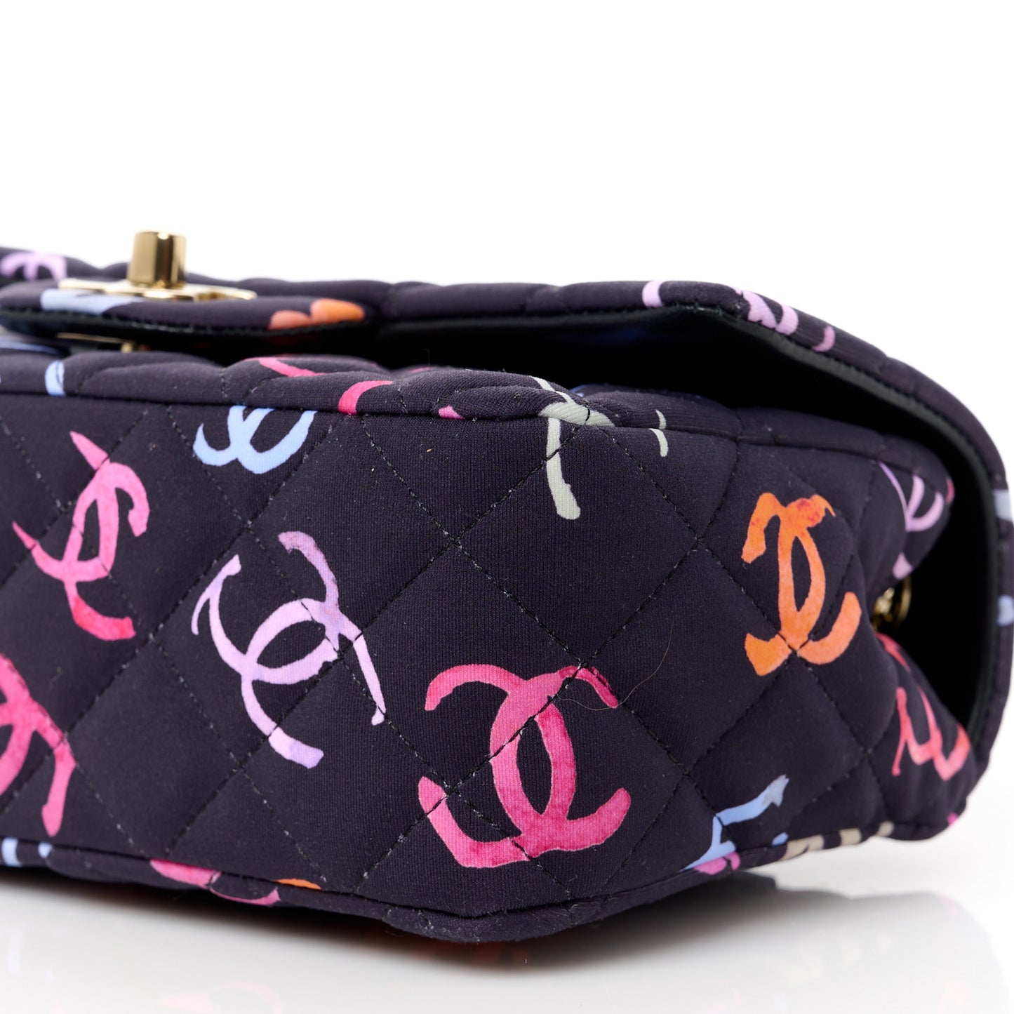 Printed Fabric Quilted Mini Rectangular Flap Black Pink Blue Yellow Orange