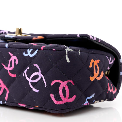 Chanel Printed Fabric Quilted Mini Rectangular Flap Black Pink Blue Yellow Orange 12 of 14