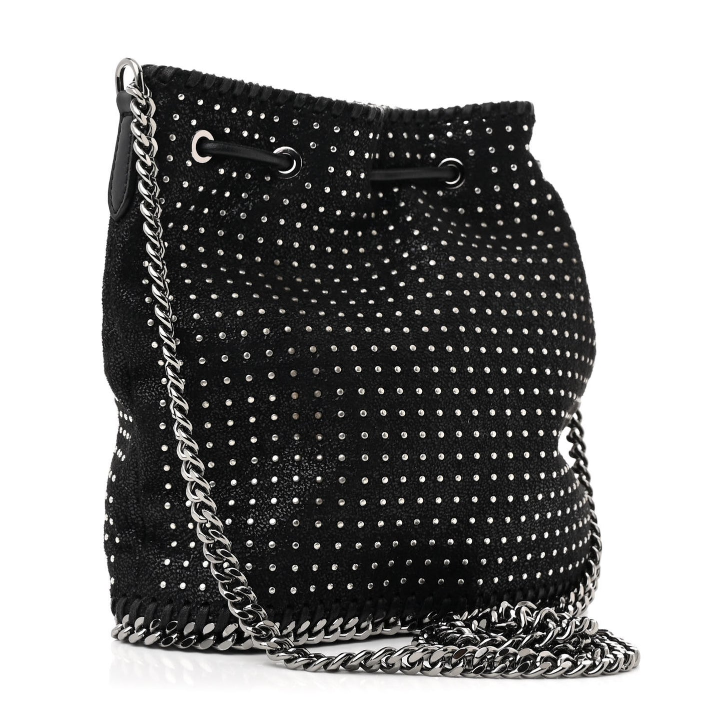 Shaggy Deer Small Falabella Studded Bucket Bag Black