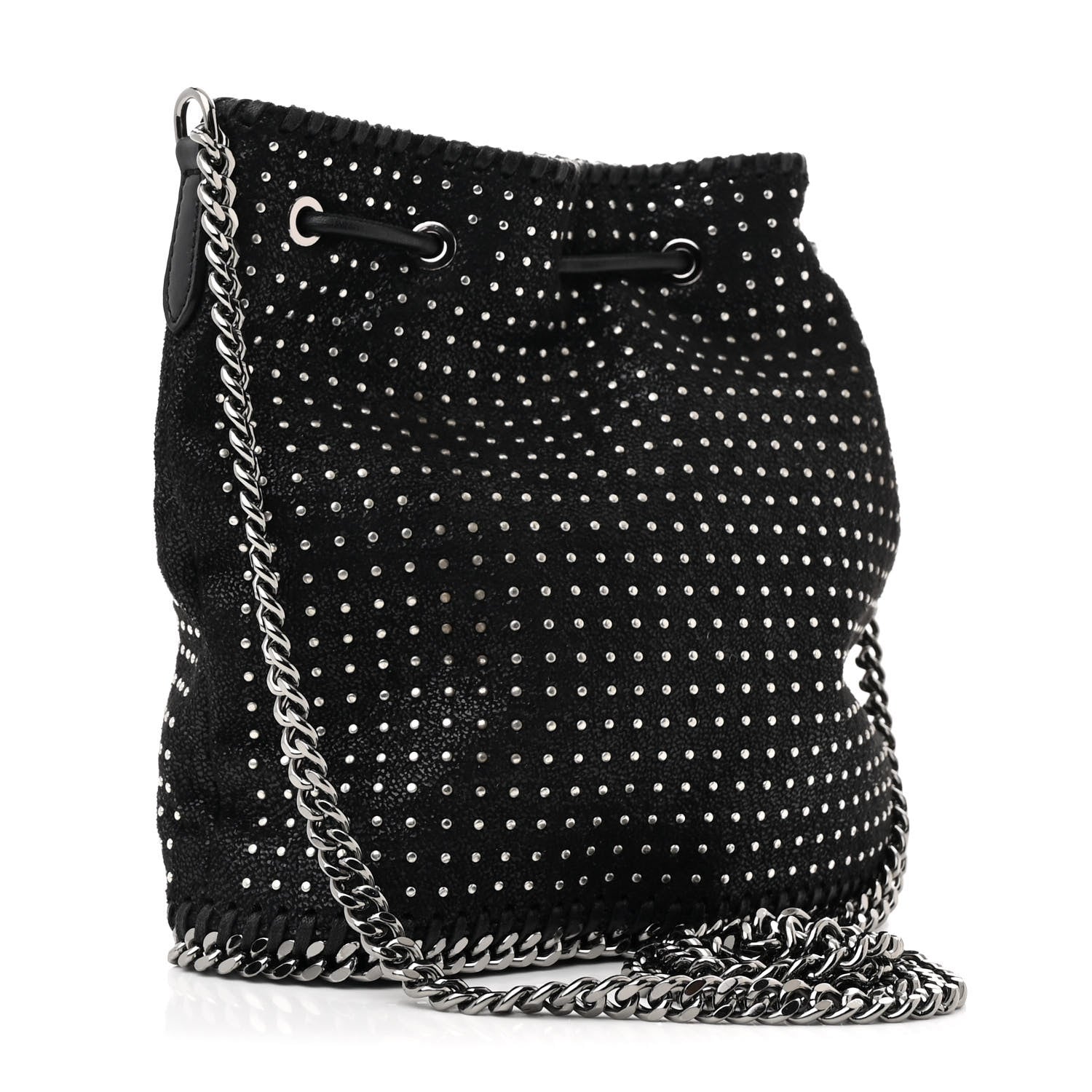 Stella McCartney Shaggy Deer Small Falabella Studded Bucket Bag Black 3 of 10