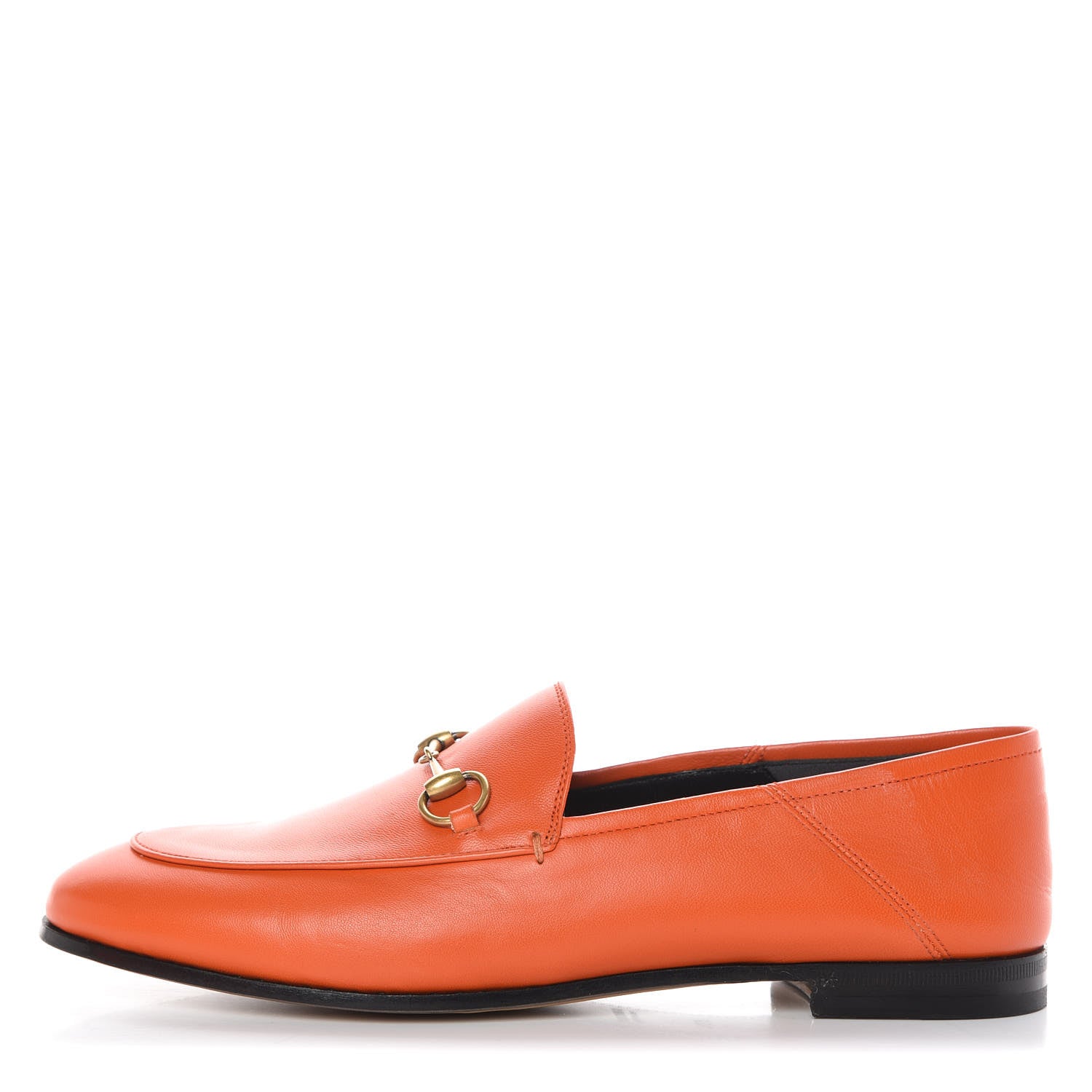 Gucci Lambskin Womens Brixton Horsebit Loafers 39.5 Deep Orange 1 of 8