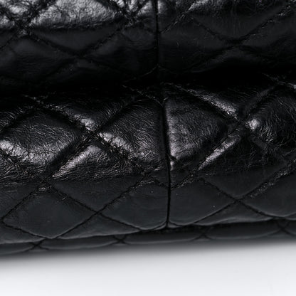 Chanel Metallic Aged Calfskin Quilted Reissue 2.55 Accordion Flap Black 9 of 20