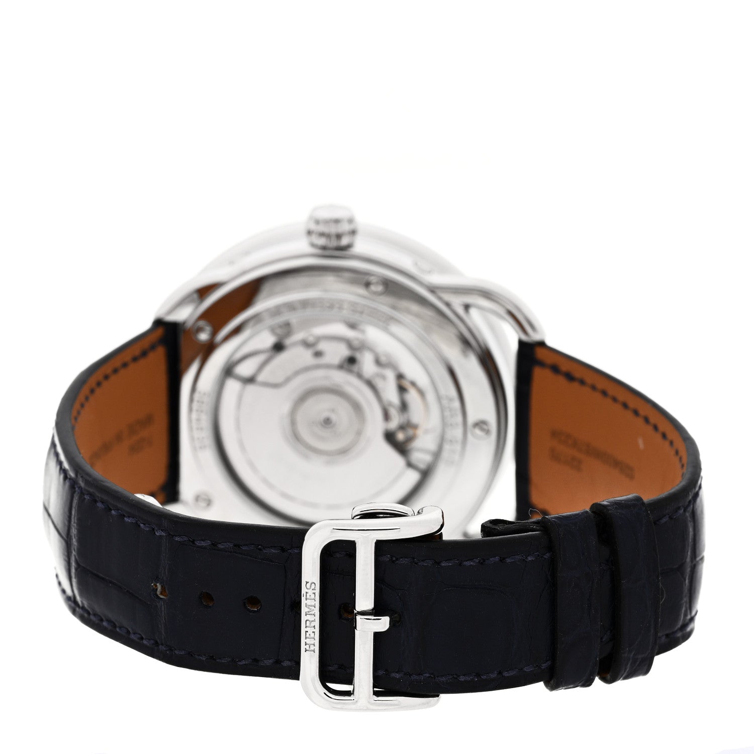 Hermes Stainless Steel Alligator 43mm Arceau Grande Lune Automatic Watch Bleu Abysse 3 of 5