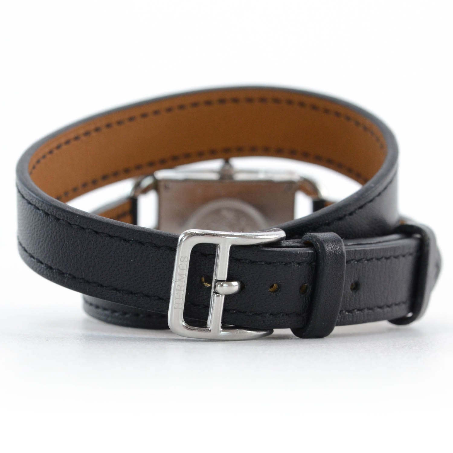 Hermes Stainless Steel Barenia 23mm Cape Cod Double Tour Quartz Watch Noir 2 of 8
