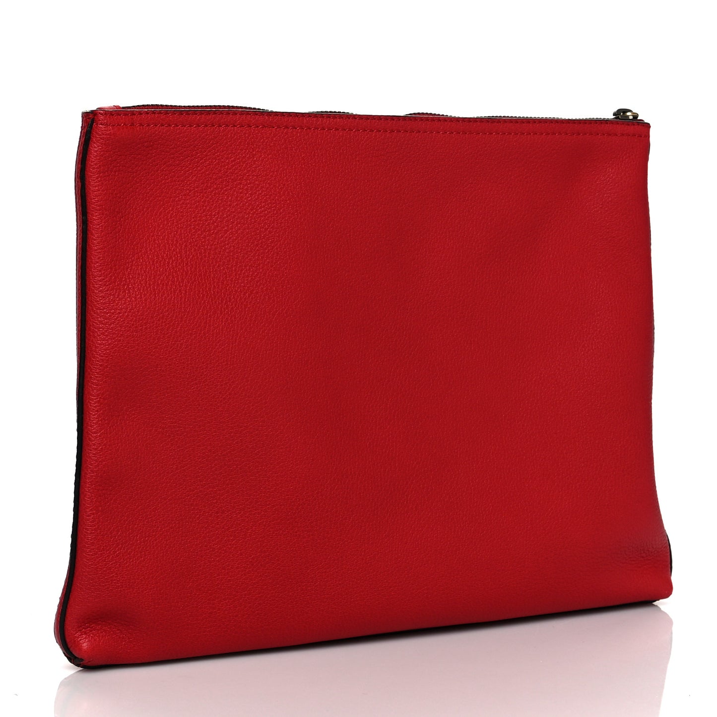 Pebbled Calfskin Medium Logo Portfolio Clutch Hibiscus Red