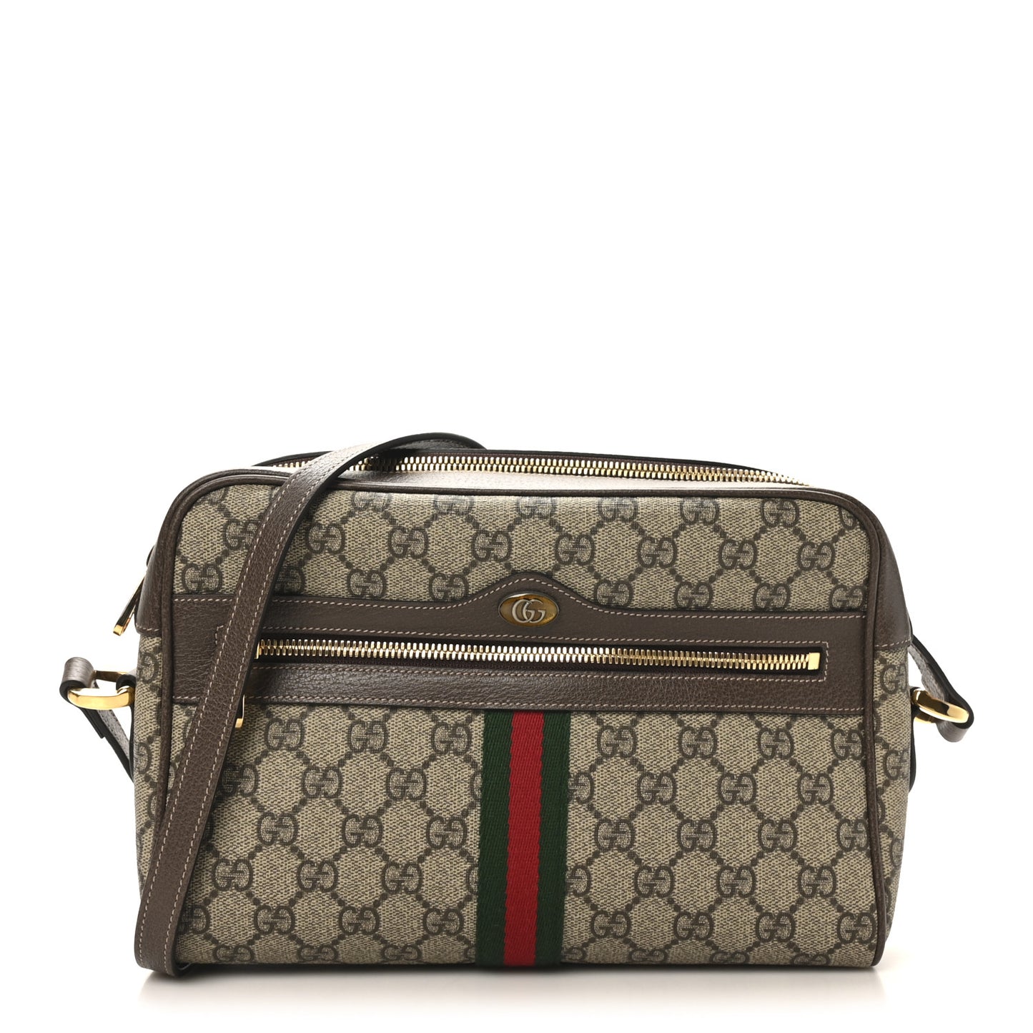 GG Supreme Monogram Web Small Ophidia Shoulder Bag Brown