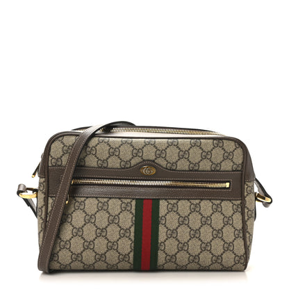 Gucci GG Supreme Monogram Web Small Ophidia Shoulder Bag Brown 1 of 10