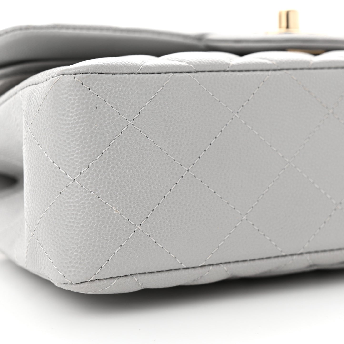 Caviar Quilted Small Double Flap Grey