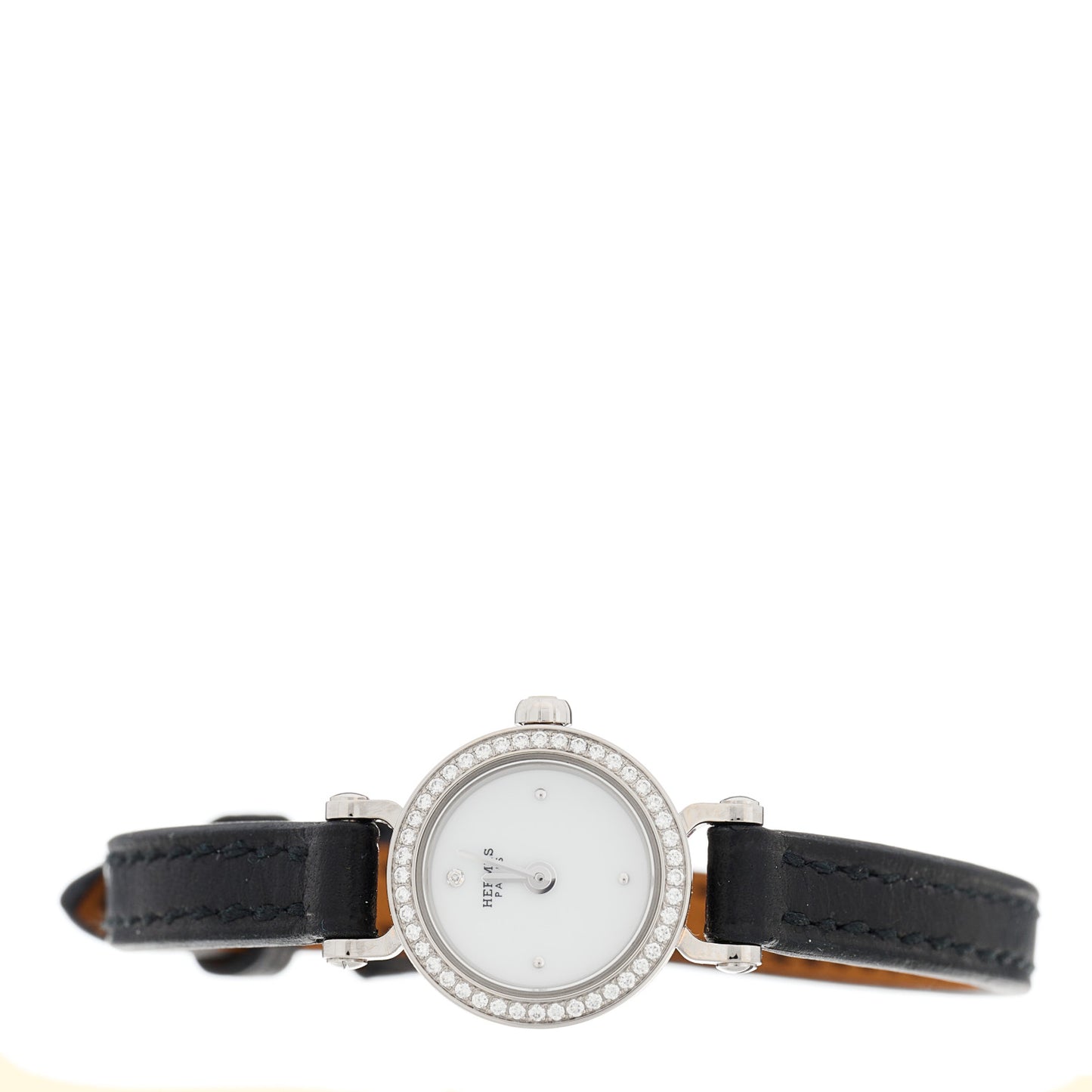 18K White Gold Barenia Diamond 16mm Faubourg Quartz Watch Noir