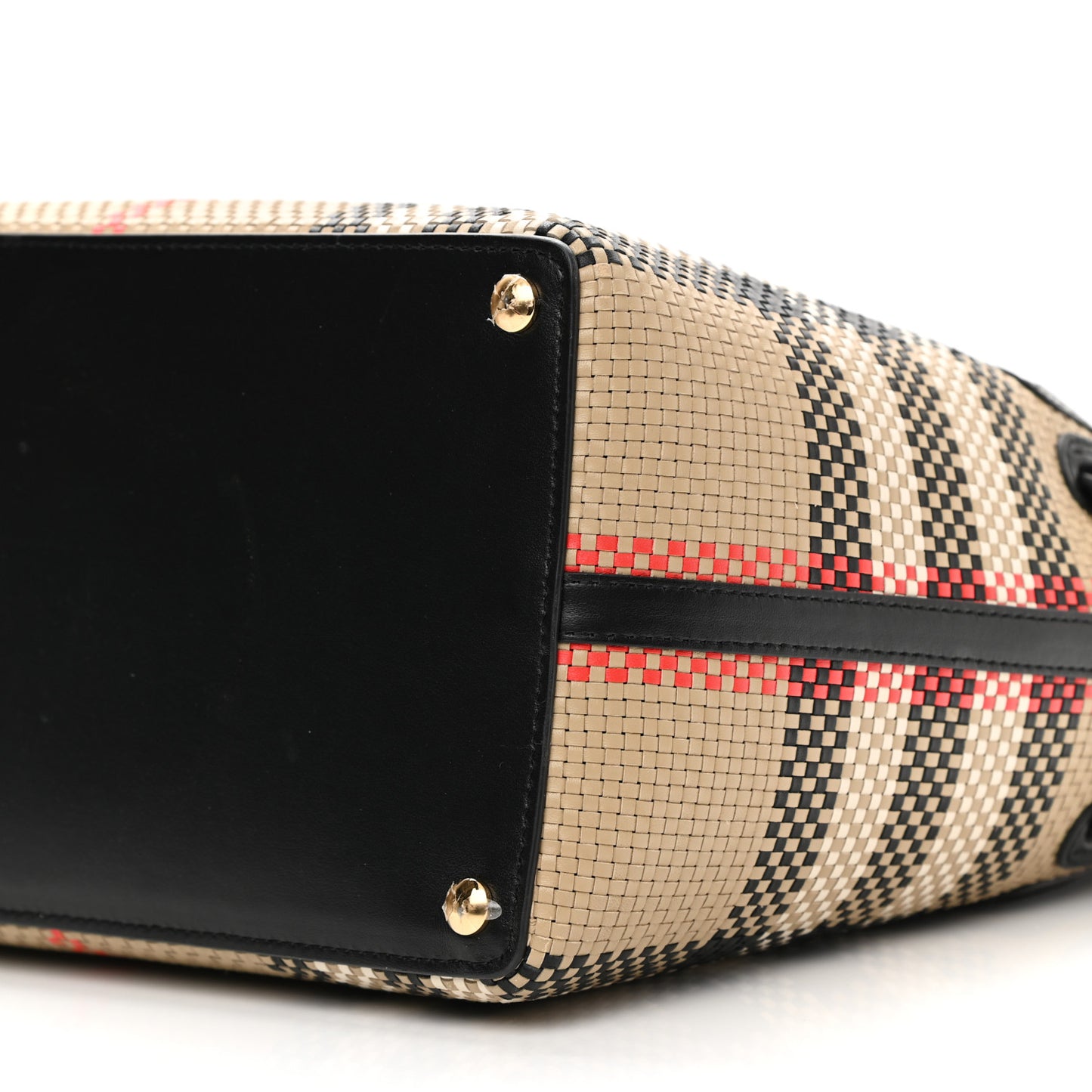 Calfskin Woven Vintage Check Triple Stud Mini Belt Bag Archive Beige