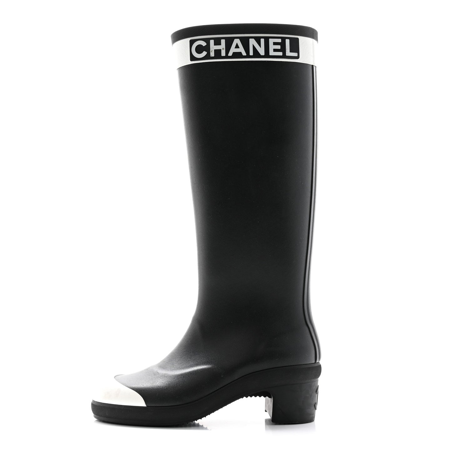 Rubber Logo Rain Boots 35 Black White