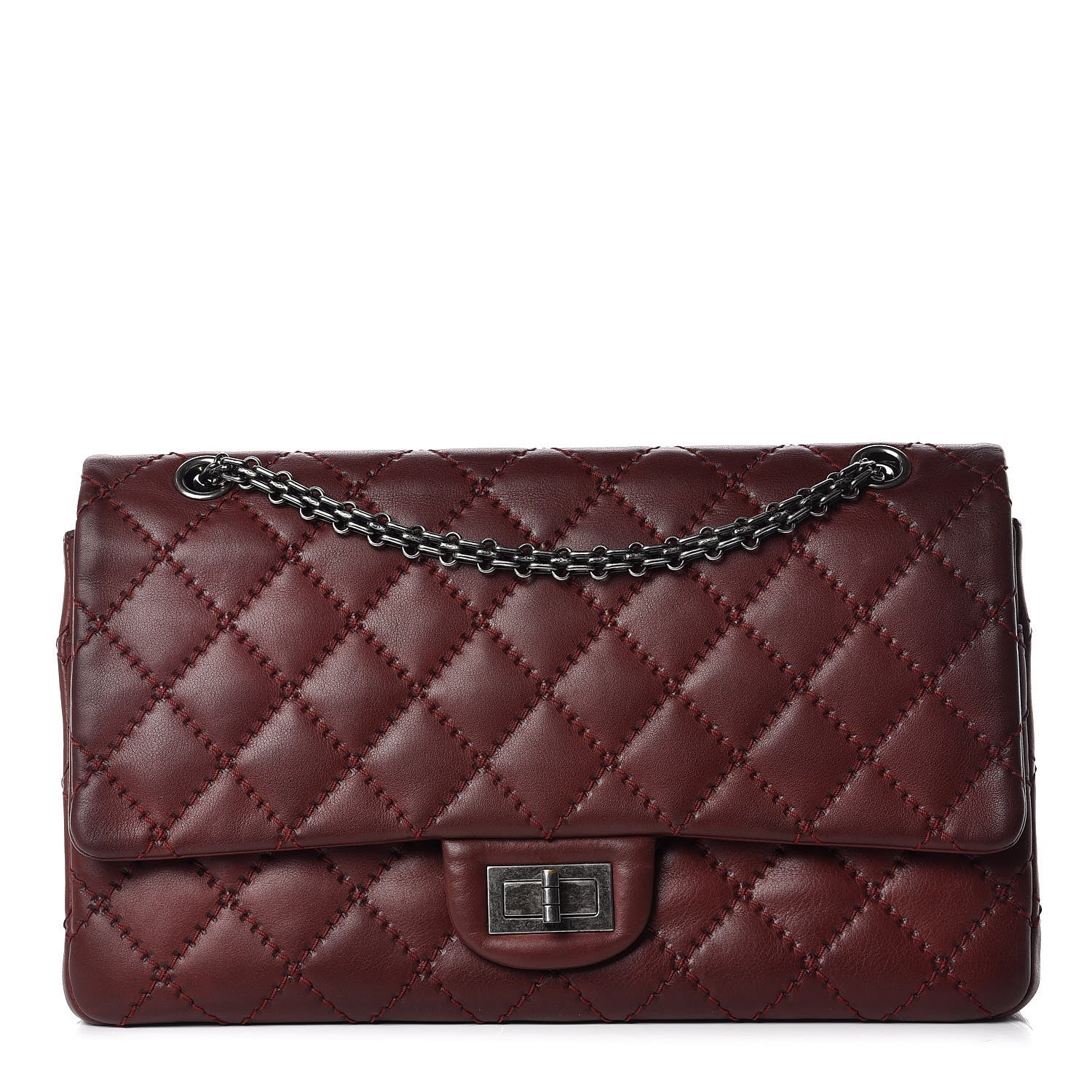 Chanel Calfskin Stitched 2.55 Reissue 227 Flap Burgundy 1 of 13