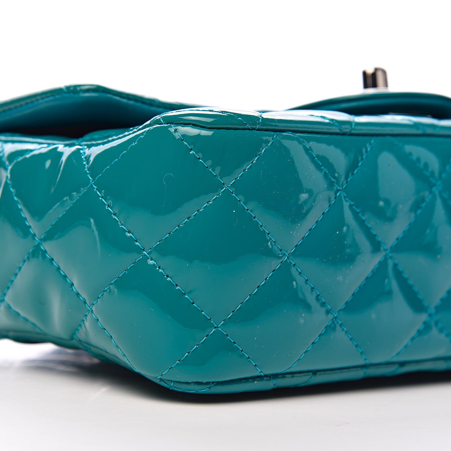 Chanel Patent Quilted Mini Rectangular Flap Turquoise 8 of 10