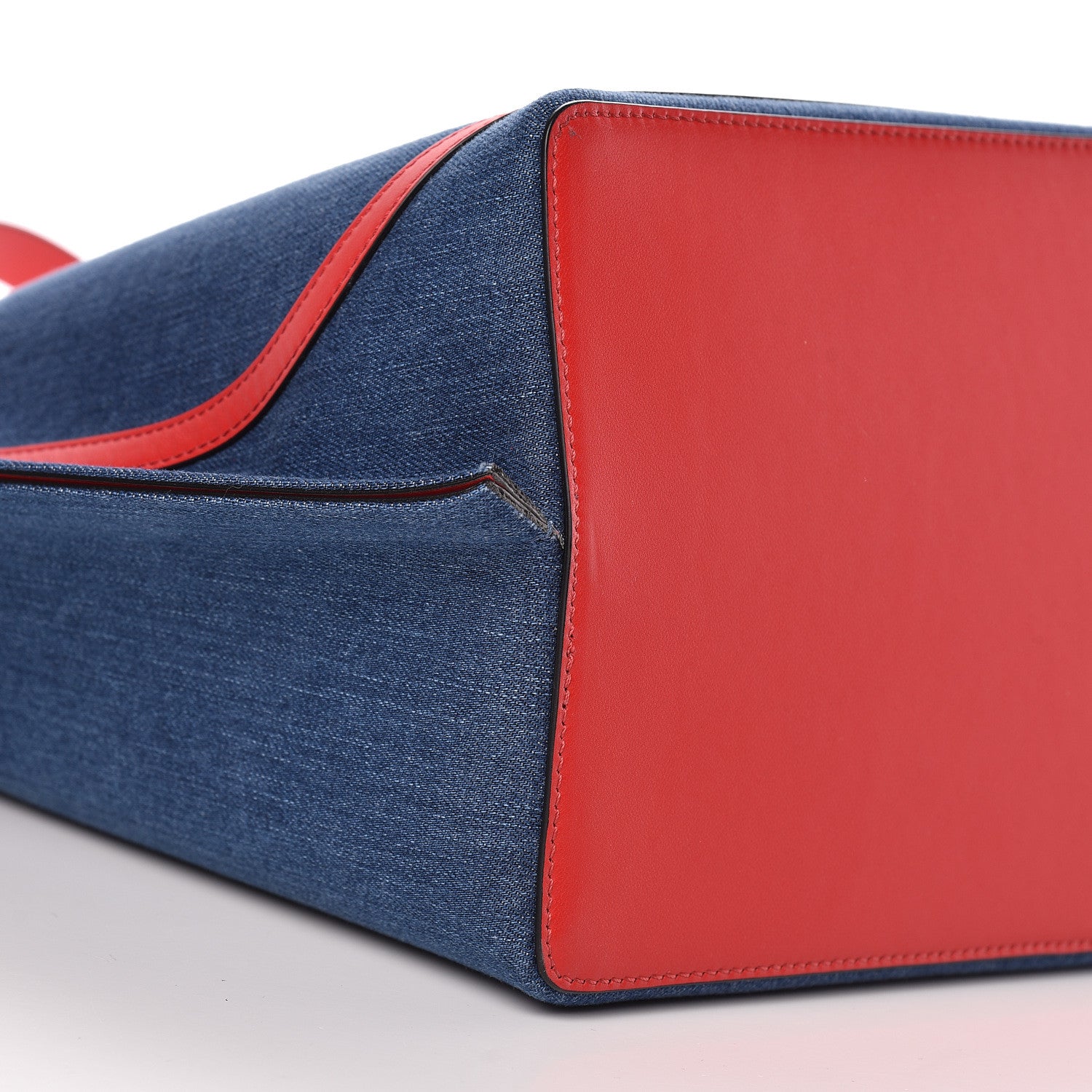 Valentino Garavani Denim Large Escape Tote Blue Red 10 of 13