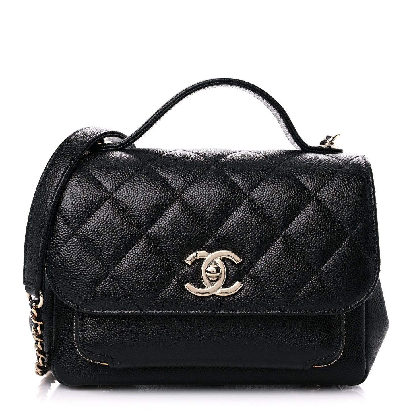Caviar Quilted Small Business Affinity Flap Black