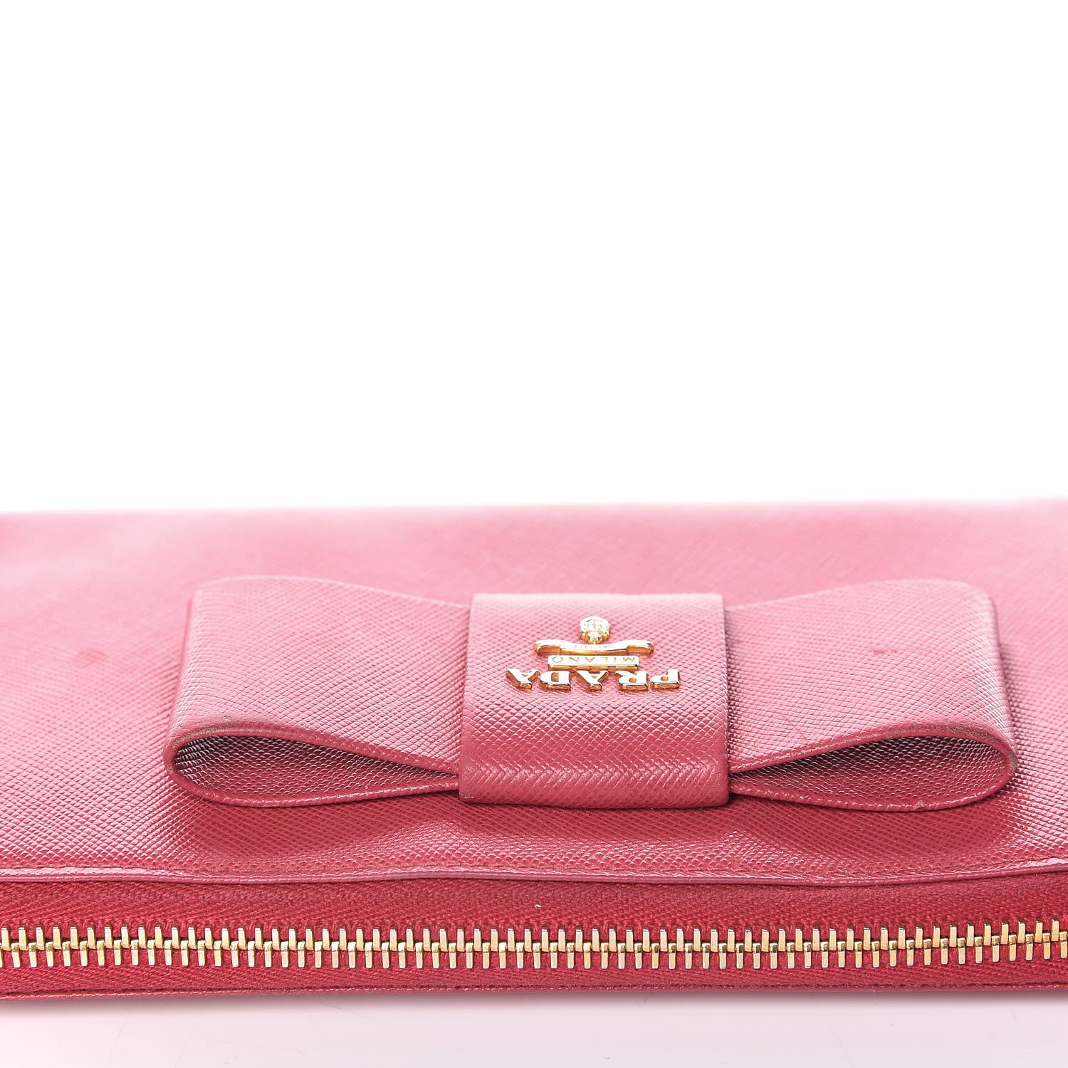 Prada Saffiano Fiocco Bow Zip Around Wallet Peonia 12 of 15