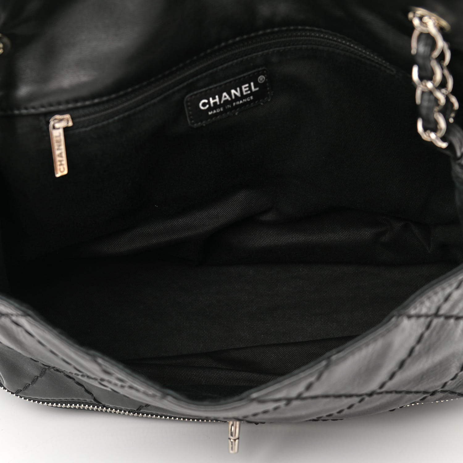 Chanel Calfskin Stitched Large Expandable Flap Bag Black 5 of 10